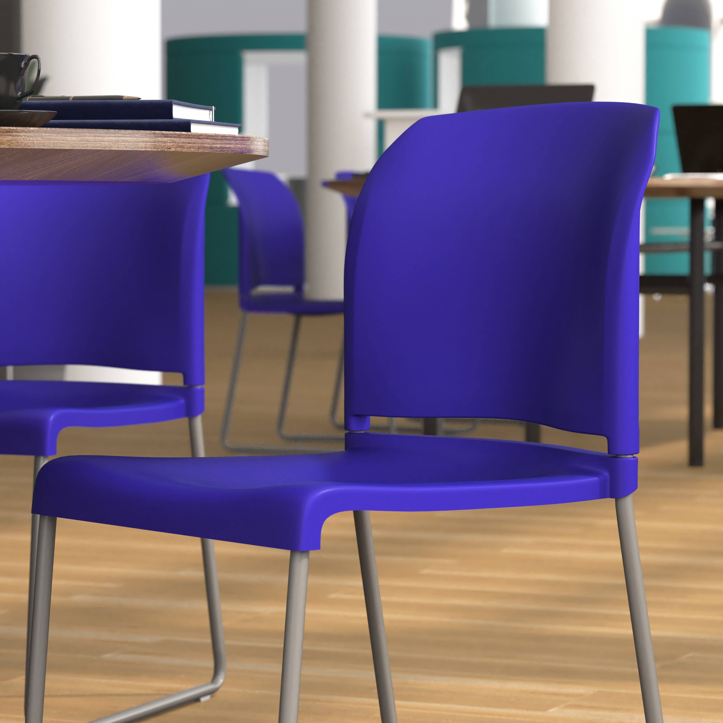 Alt View 4. Emma + Oliver - Home and Office Guest Chair Full Back Contoured Sled Base Stack Chair - Blue.
