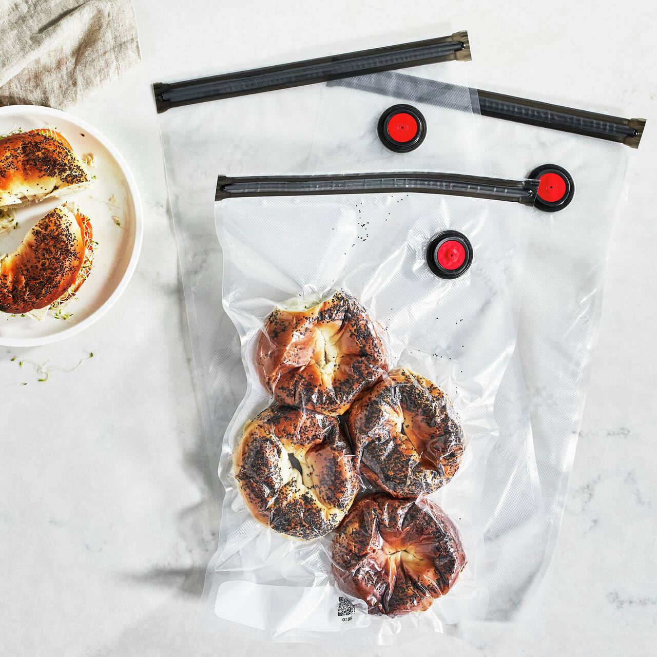 Alt View 8. ZWILLING - ZWILLING Fresh & Save 30-pc Assorted Sizes Vacuum Sealer Bags, Reusable Sous Vide Bags with Vacuum Pump - Clear.