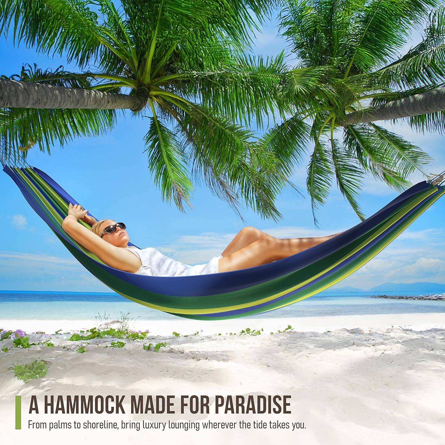 A Hammock Made for Paradise  
From palms to shoreline, bring luxury lounging wherever the tide takes you.