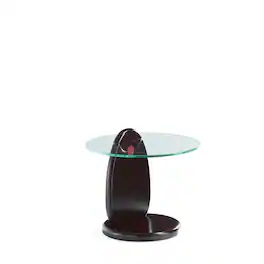 Manhattan Comfort - Artesia Modern Glam Glass Top Wood End Table - Walnut