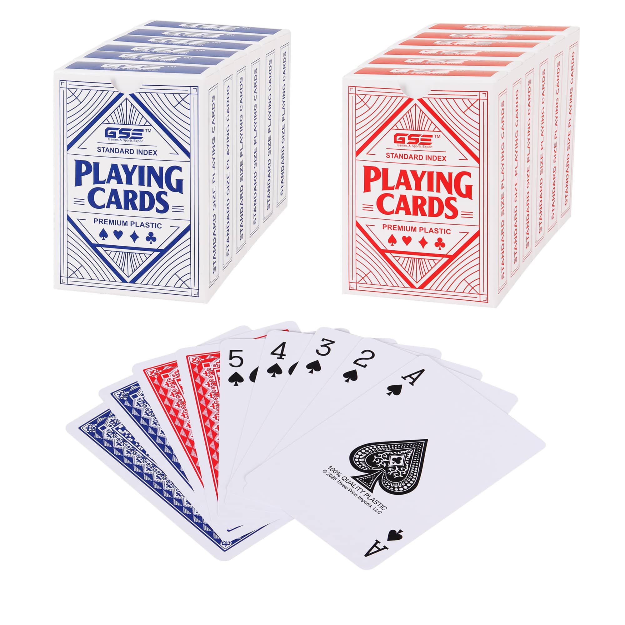 GSE Games & Sports Expert - 12-Deck 100% Waterproof Plastic Playing Cards, Standard Index Poker Size Cards Deck