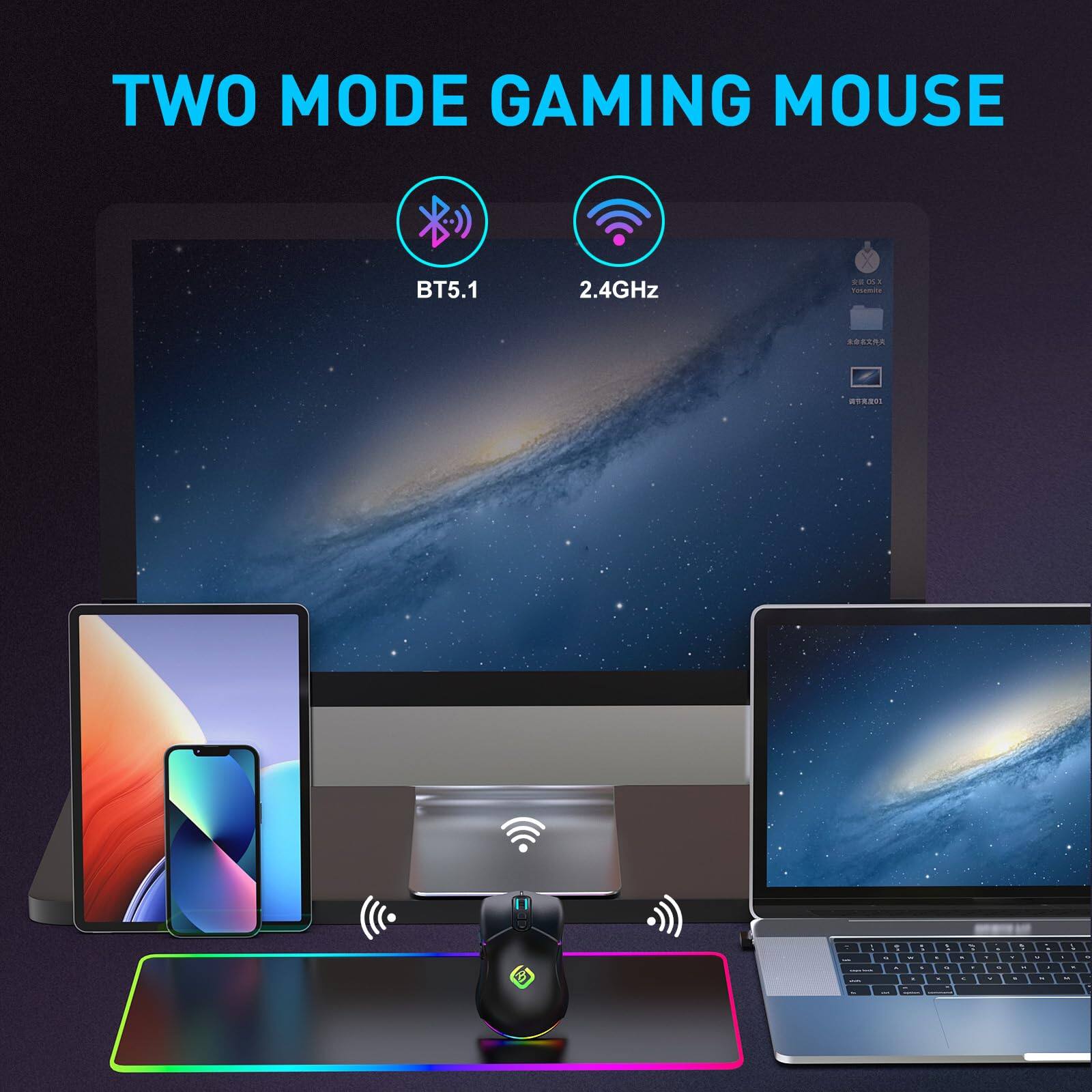 TWO MODE GAMING MOUSE  
BT5.1 2.4GHz