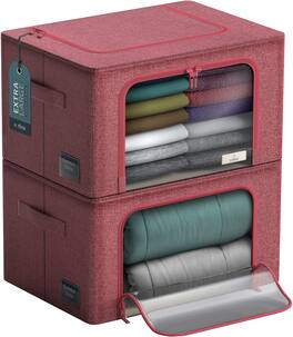 Sorbus - Jumbo Storage Bins with Metal Frame, Oxford Fabric Storage Containers with Large Clear Window & Carry Handles - Pink