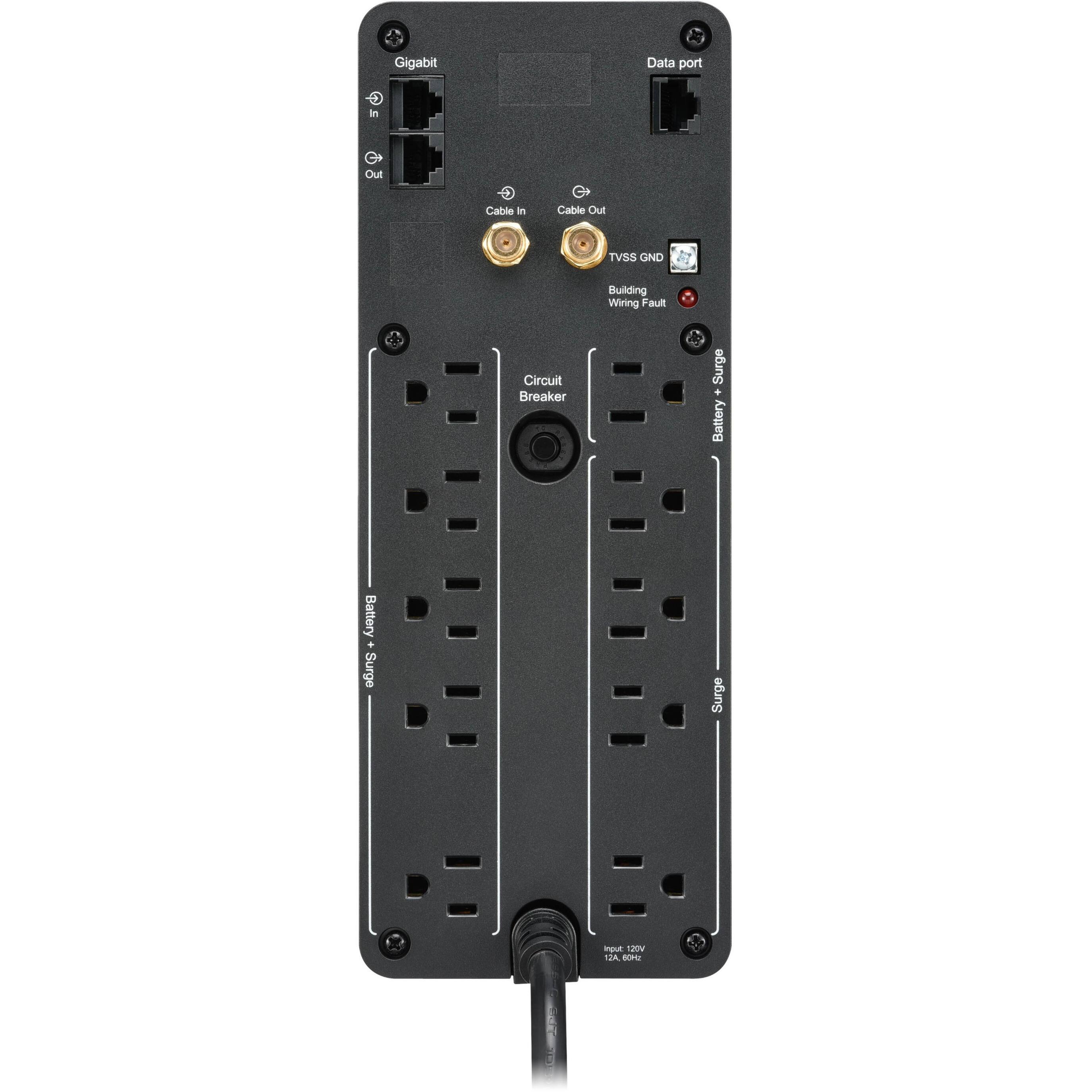 Alt View 11. APC - Back-UPS Pro, 1500VA/900W, Tower, 10 Outlets, LCD Display, USB-A + USB-C ports - Black.
