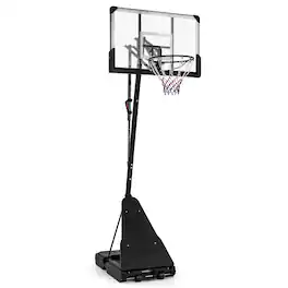 Ecooso - Portable Basketball Hoop System with 4.9–10 ft Height Adjustment - Black