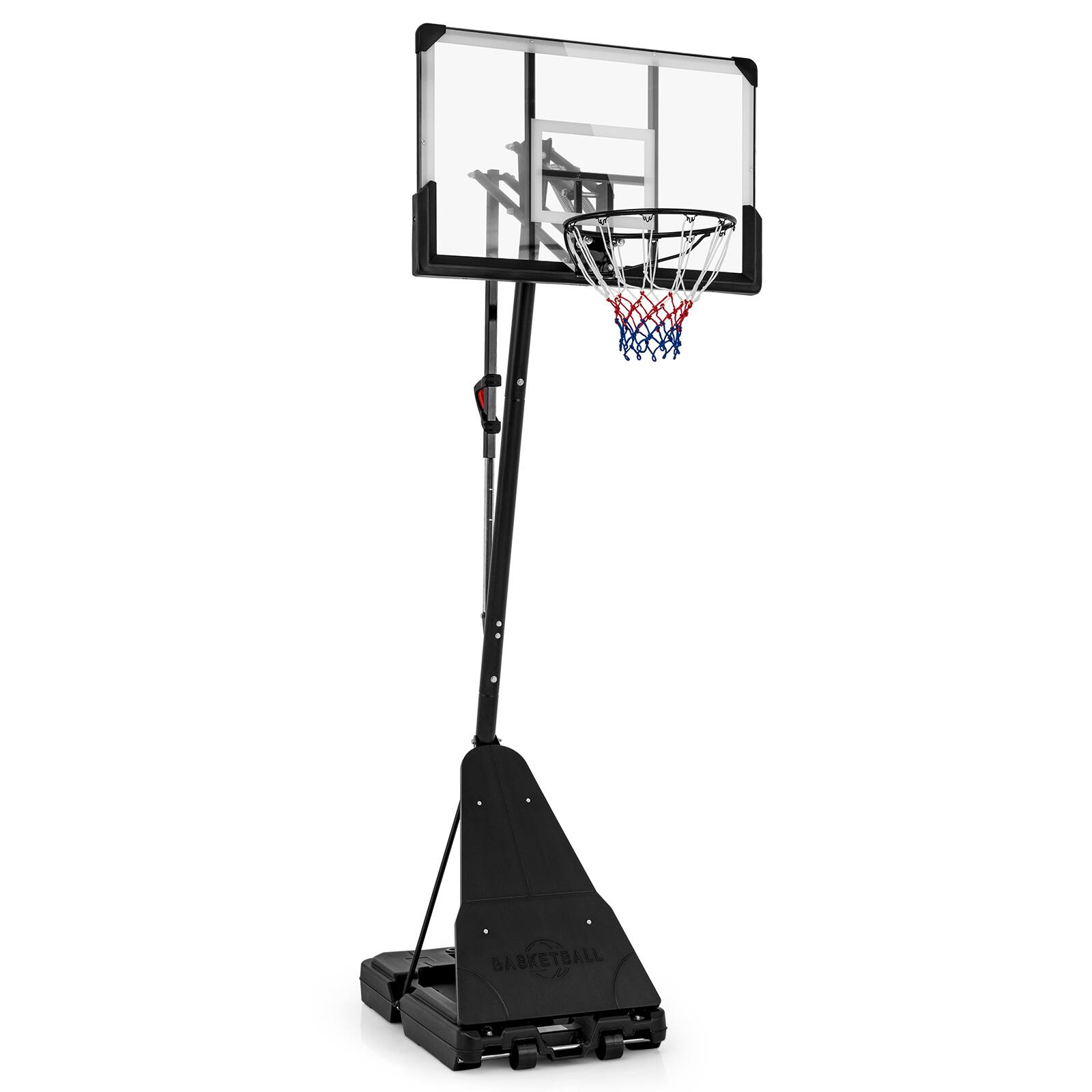 Front. Ecooso - Portable Basketball Hoop System with 4.9–10 ft Height Adjustment - Black.