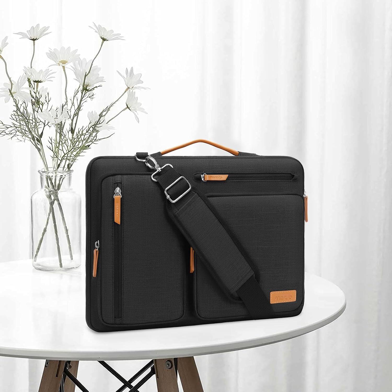 Alt View 4. mosiso - Laptop Shoulder Bag 14 Inch, 360 Protective Computer Messenger Bag for HP Lenovo Dell ASUS Acer - Black.