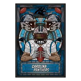 Sporticulture - Carolina Panthers Framed Stained Glass Art Print - Blue