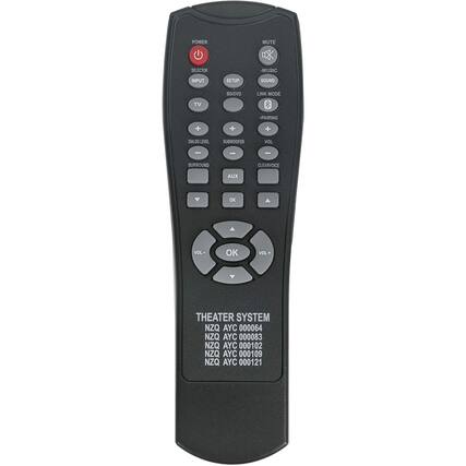 POWER MUTE E SELECTOR MUSIC INPUT SETUP SOUND TV BD/DVD LINK MODE S PAIRING + + + DIALOGLEVEL SUBWOOFER VOL - I I SURROUND CLEARVOICE AUX OK A VOL OK VOL THEATER SYSTEM NZQ AYC 000064 NZQ AYC 000083 NZQ AYC 000102 NZQ AYC 000109 NZQ AYC 000121