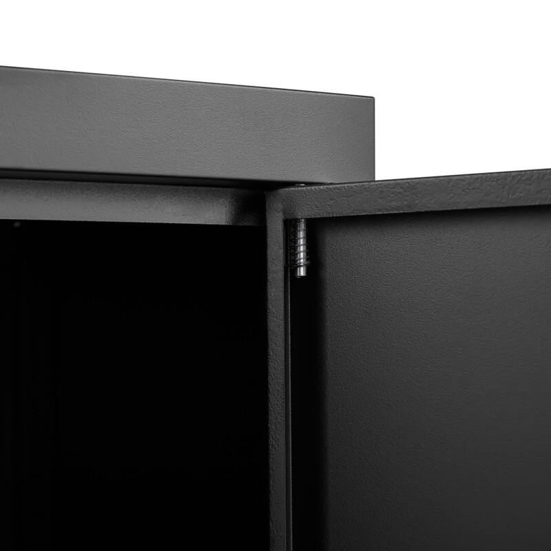 Alt View 3. ALEXOUN - Storage Cabinet with Door Locks, 2 Adjustable Shelves, Simple & Easy to Use, Suitable for Home, Office, Garage - Black.