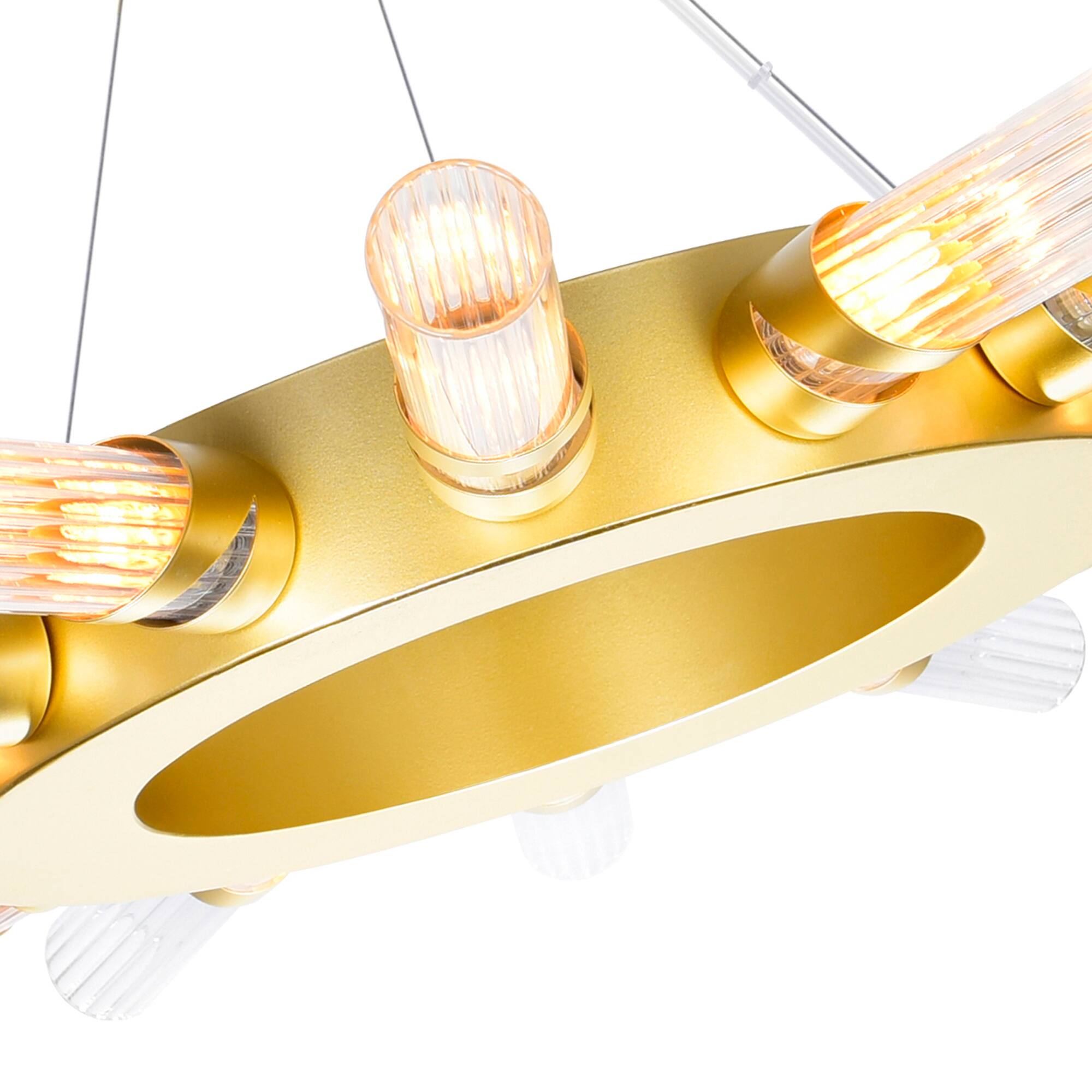 Back. CWI Lighting - Collar 14 Light Chandelier With Satin Gold Finish - Satin Gold.