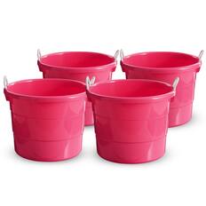 Front. Homz - Homz Plastic 18 Gallon Utility Bucket Tub Container with Handles, Pink (2 Pack) - Pink.