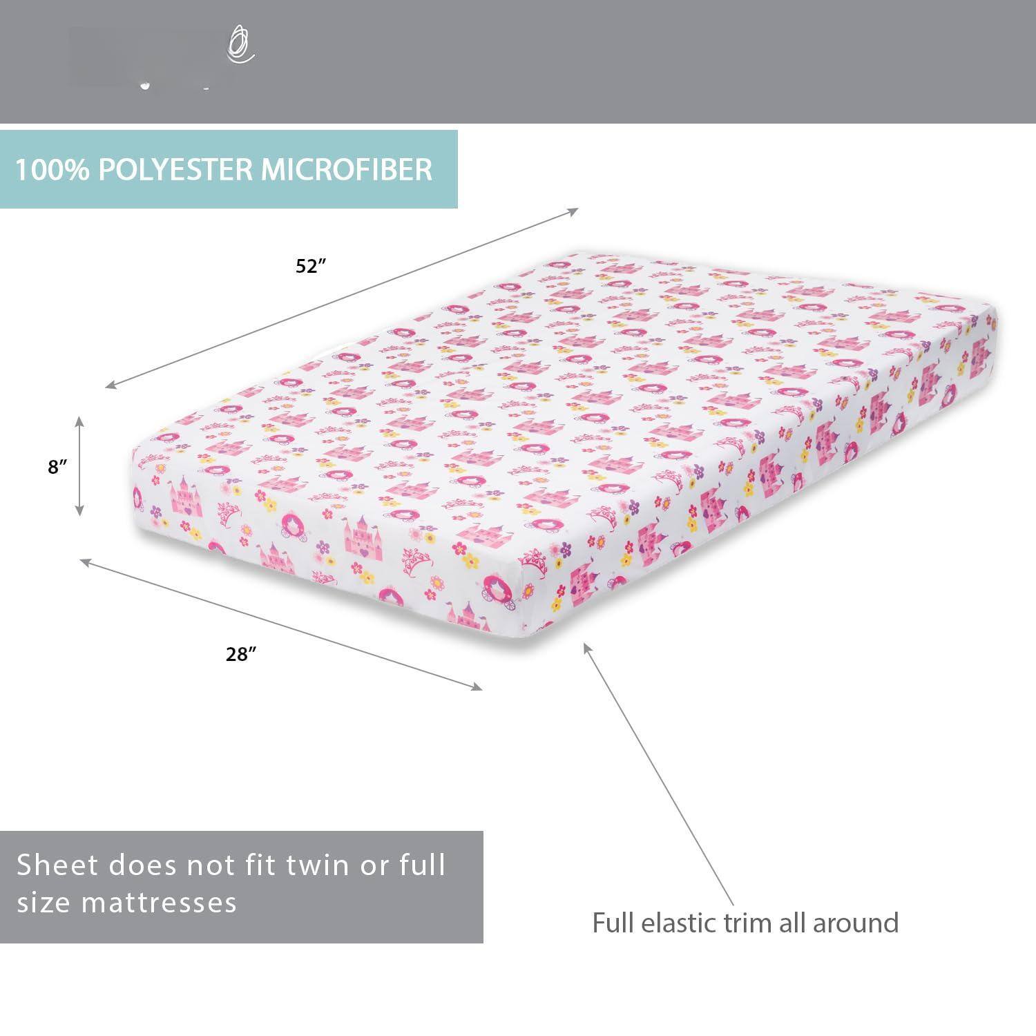 100% POLYESTER MICROFIBER

52" x 28" x 8"

Sheet does not fit twin or full size mattresses

Full elastic trim all around