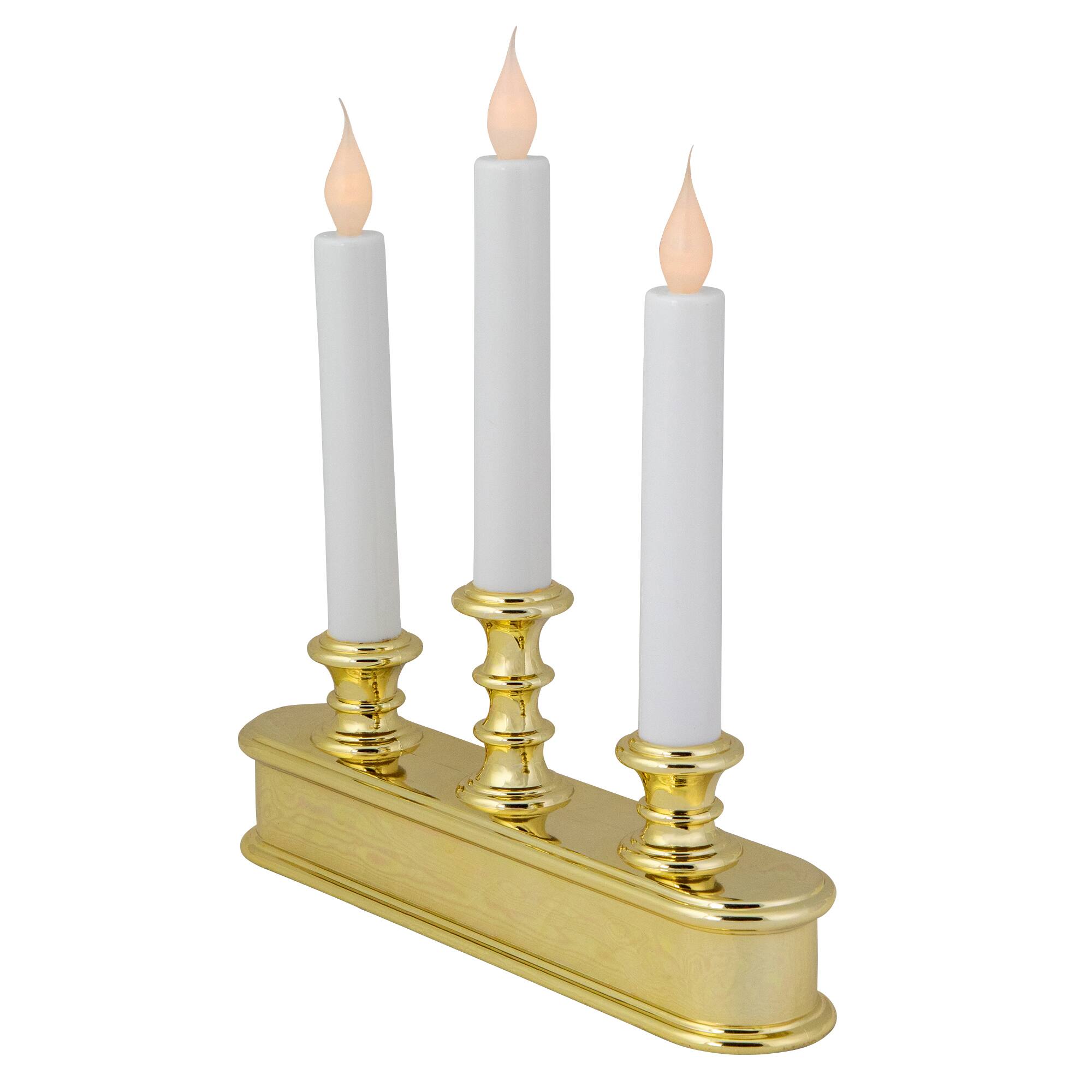 Alt View 3. Northlight - LED 3-Light Candolier Window Candle - 10" - White and Gold - White.