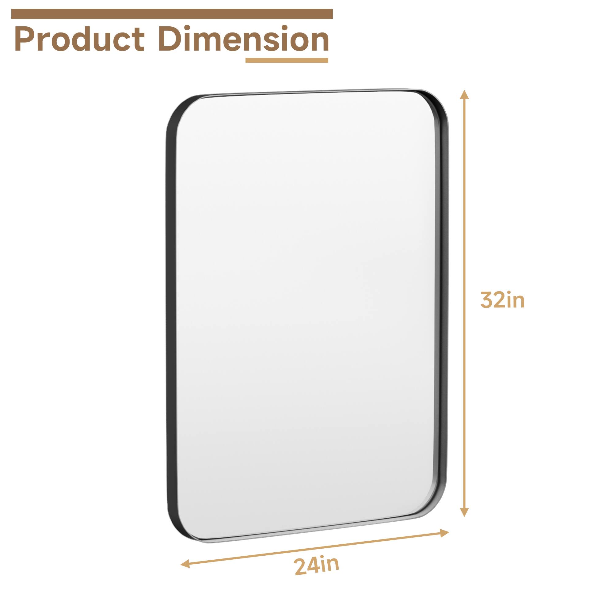 LOVMOR Tempered Glass Rounded Rectangle Framed Wall Mounted Bathroom