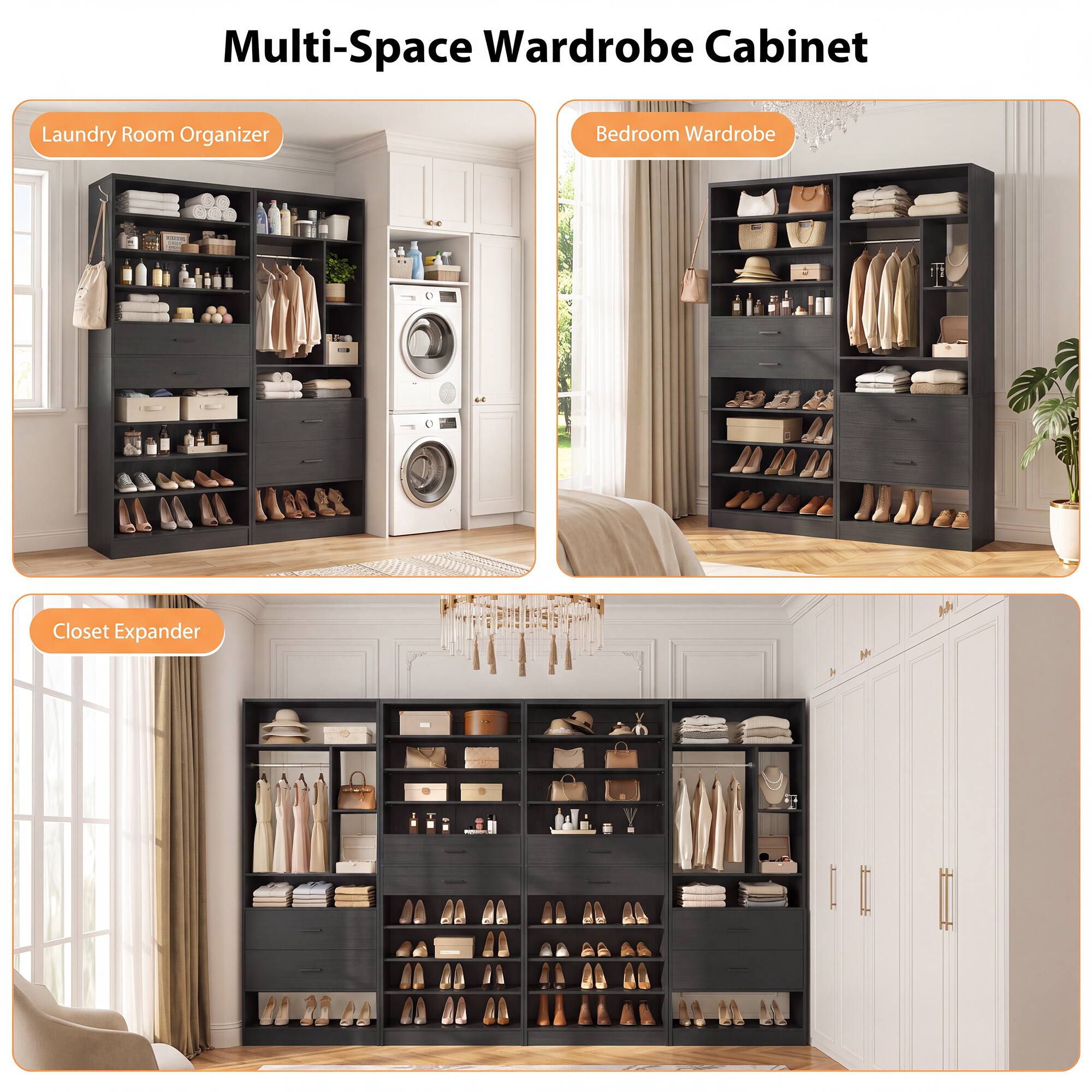 Multi-Space Wardrobe Cabinet

Laundry Room Organizer

Bedroom Wardrobe

Closet Expander
