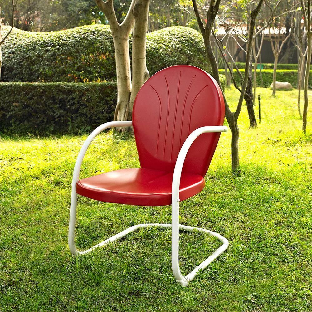Alt View 2. Crosley Furniture - Griffith Retro Outdoor Chair - Bright Red Gloss.