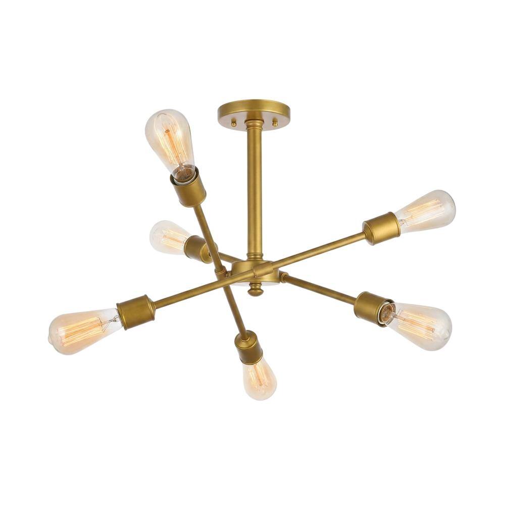 Living District - Axel 6 Lights Flush Mount - Brass price history on PriceWatchPro