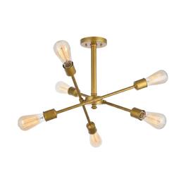 Living District - Axel 6 Lights Flush Mount - Brass