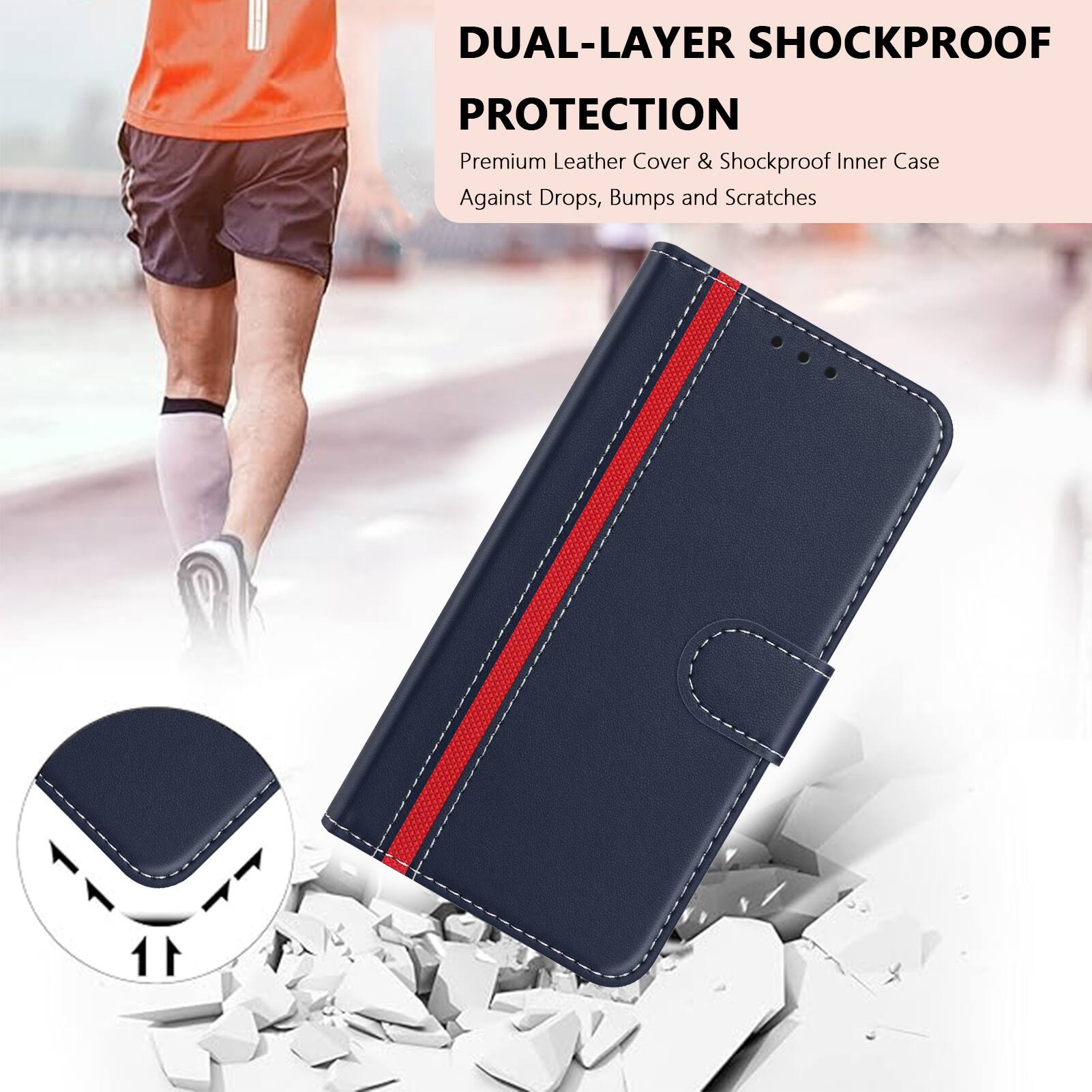 DUAL-LAYER SHOCKPROOF PROTECTION

Premium Leather Cover & Shockproof Inner Case

Against Drops, Bumps and Scratches