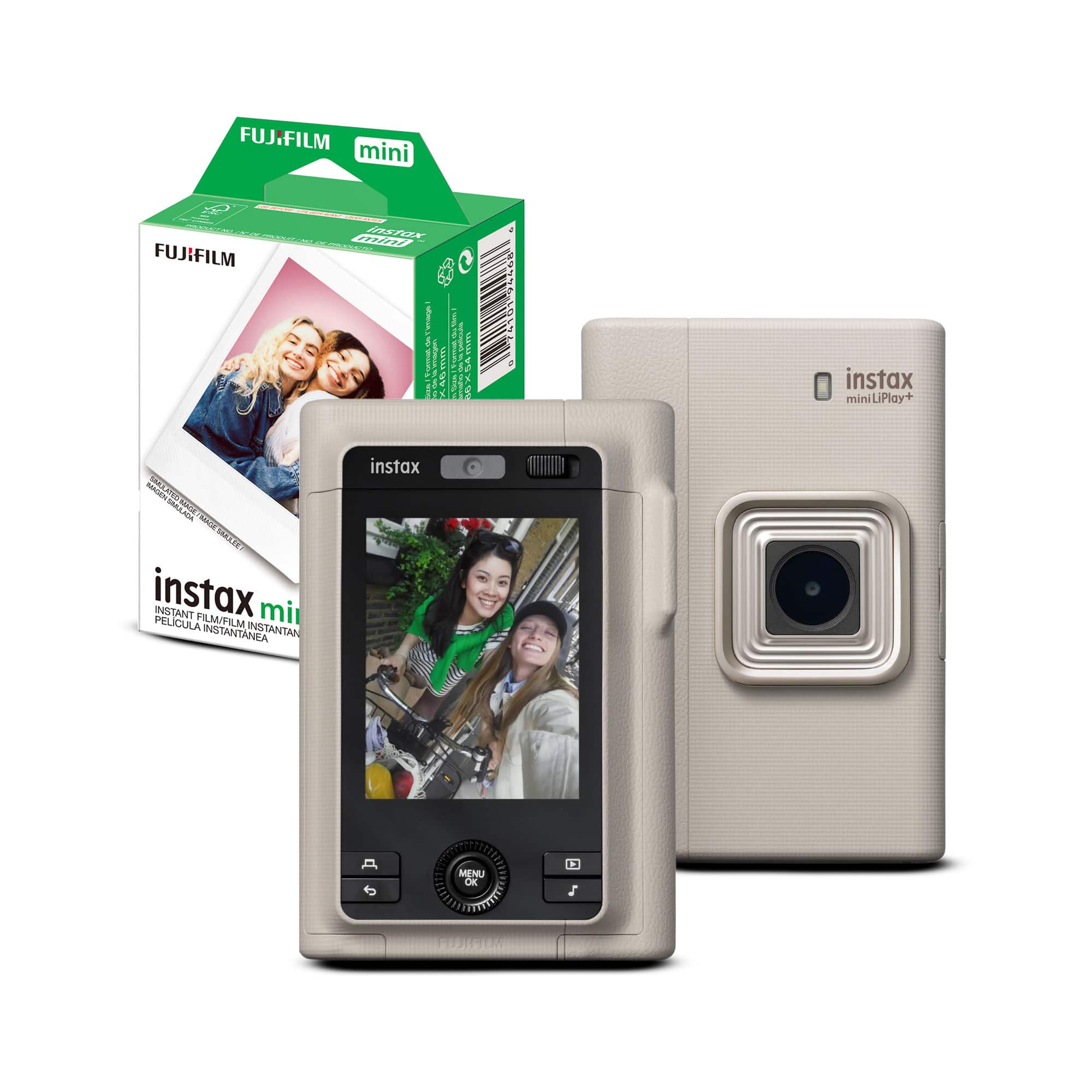 Fujifilm - Instax Mini LiPlay+ Camera (Sand Beige) with Twin Film Pack (20 Exp)