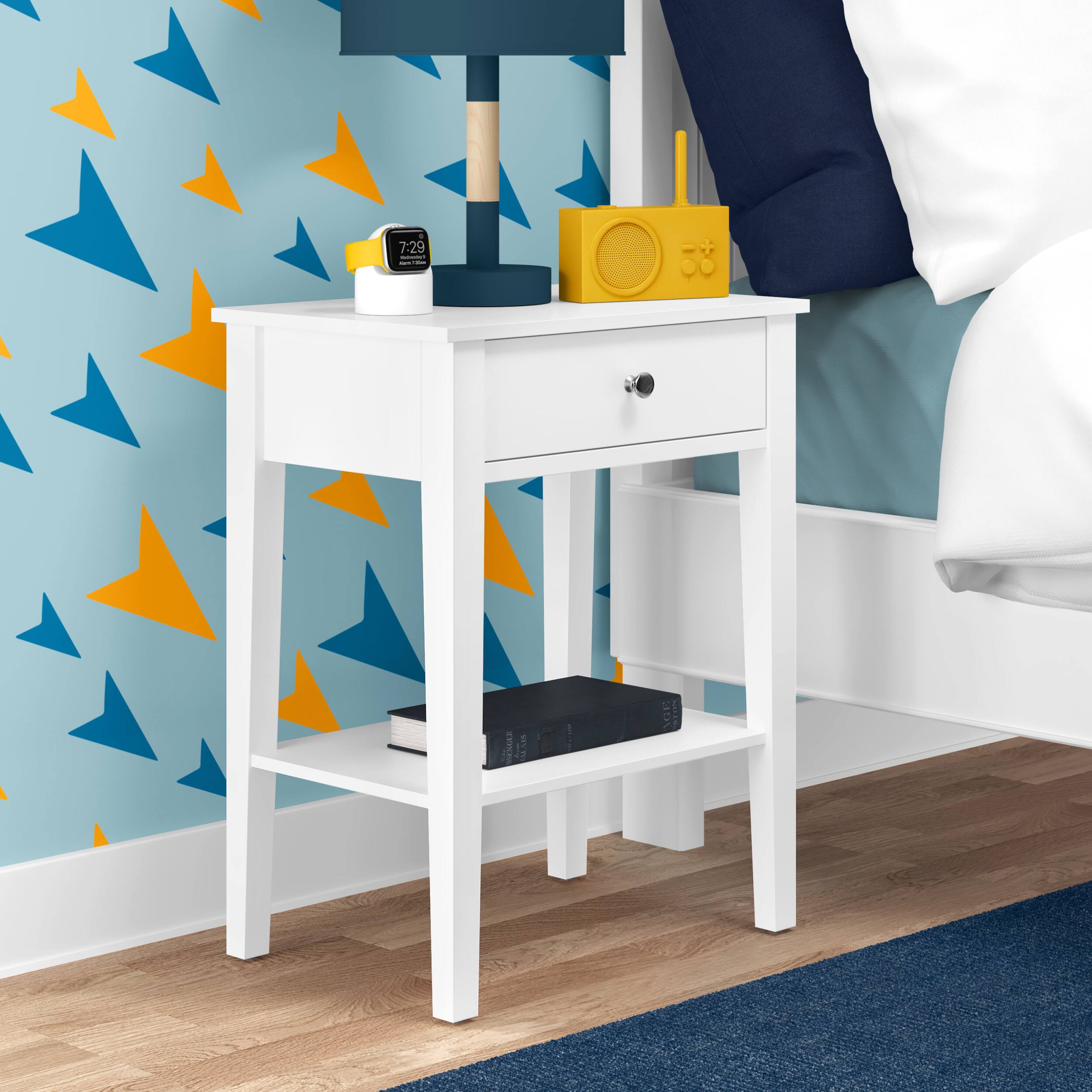 Alt View 11. Click Decor - Sloan Single Drawer Solid Wood Side Table - White.