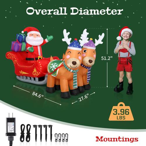 Overall Diameter  
51.2"  
84.6"  
27.6"  
3.96 LBS  
Mountings