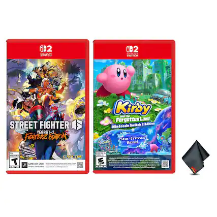 Sure, here is the corrected and grouped text:
---
**Street Fighter II: Years 1-2 Fighters Edition**
- Nintendo Switch
- Capcom
- ESRB: Teen (T)
- Game-Card
- Includes the Nintendo Switch game and the Nintendo Switch Edition Upgrade
- For details, visit: support.nintendo.com/switch/upgrade
**Kirby and the Forgotten Land - Nintendo Switch 2 Edition**
- Nintendo Switch
- Includes the Nintendo Switch game and the Nintendo Switch 2 Edition Upgrade
- For details, visit: support.nintendo.com/switch/upgrade
---
**Additional Information:**
- Nintendo Switch 2 Edition Upgrade
- Nintendo Switch Edition Upgrade
- ESRB: Everyone 10+ (E)
- Nintendo Switch 2 Edition Upgrade
- Nintendo Switch Edition Upgrade
---
**Note:** The text "Nintendo Switch 2 Edition Upgrade" and "Nintendo Switch Edition Upgrade" are mentioned multiple times, likely indicating the inclusion of these upgrades with the games. - T (Teen 13+)