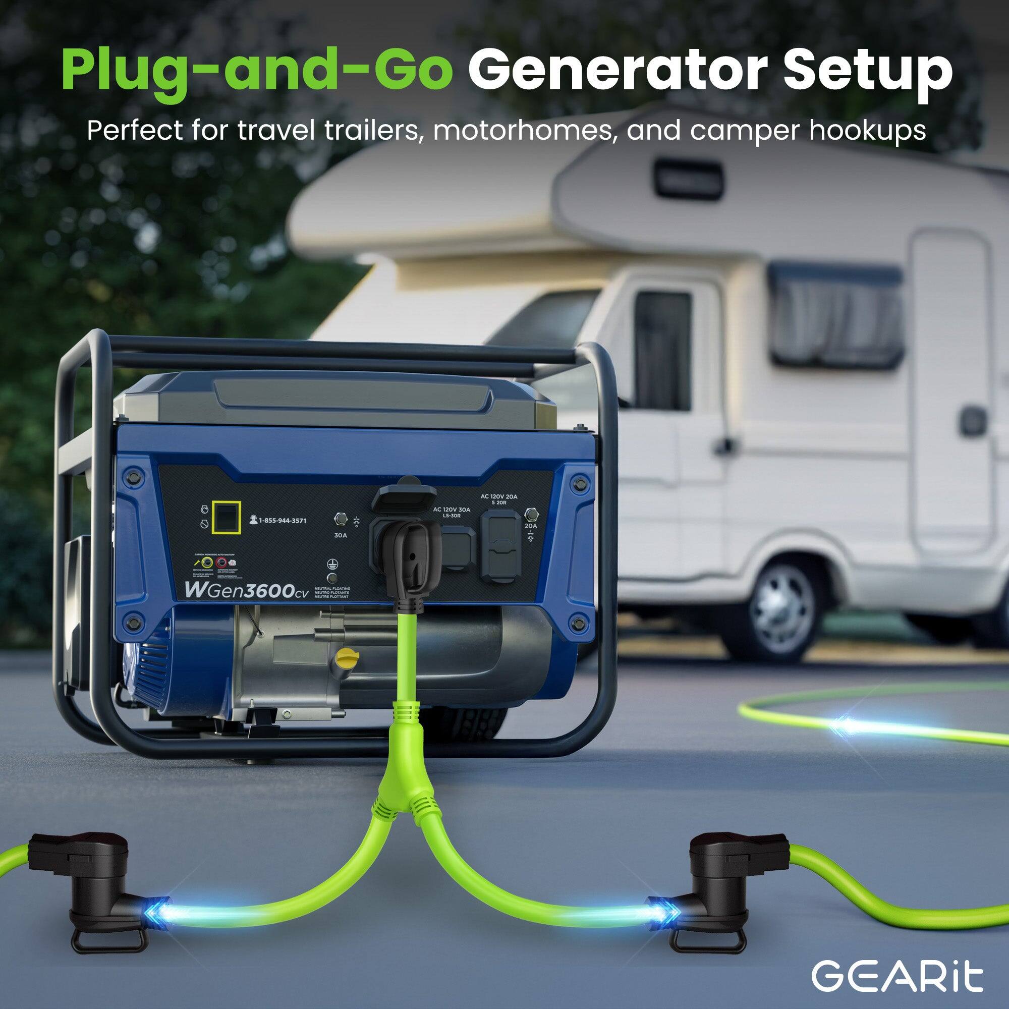 Plug-and-Go Generator Setup  
Perfect for travel trailers, motorhomes, and camper hookups  

WGen3600cv  

GEARit