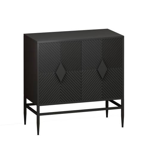 Alt View 1. LUCKY ONE - 31.5in Freestanding Modern 2 Door Wooden Storage Cabinet with Metal Legs for Living Room Entryway - Black.