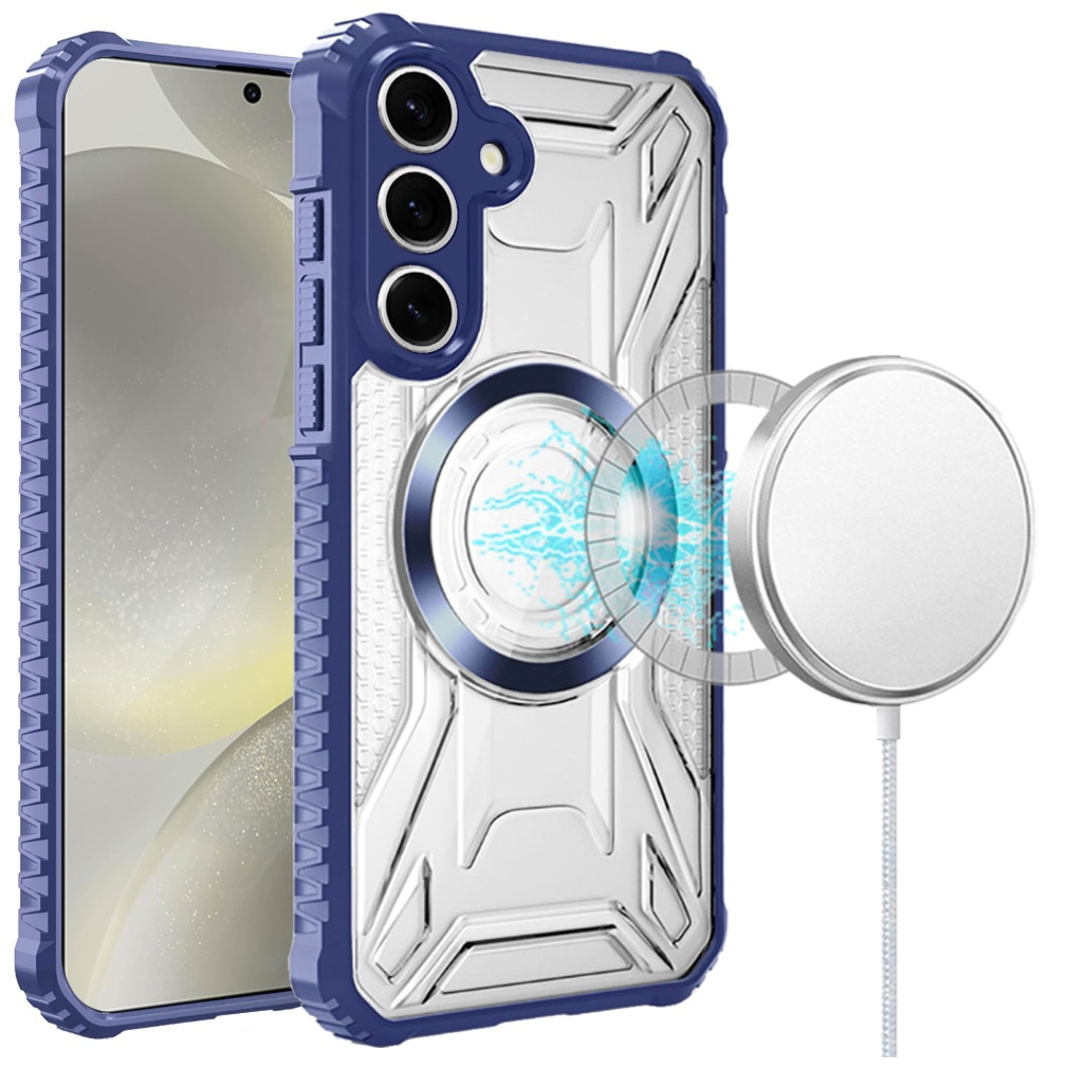 Kitcheniva - Magnetic Circle Shockproof Case With Tempered Glass For Samsung S25 Plus S24 Plus - Blue price history on PriceWatchPro