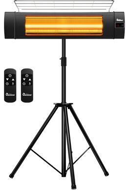 DR. INFRARED HEATER - DR-338 1500W Carbon Infrared Heater Indoor/Outdoor Portable, Tripod, Wall/Ceiling Mount, Patio & Garage, Remote - Black