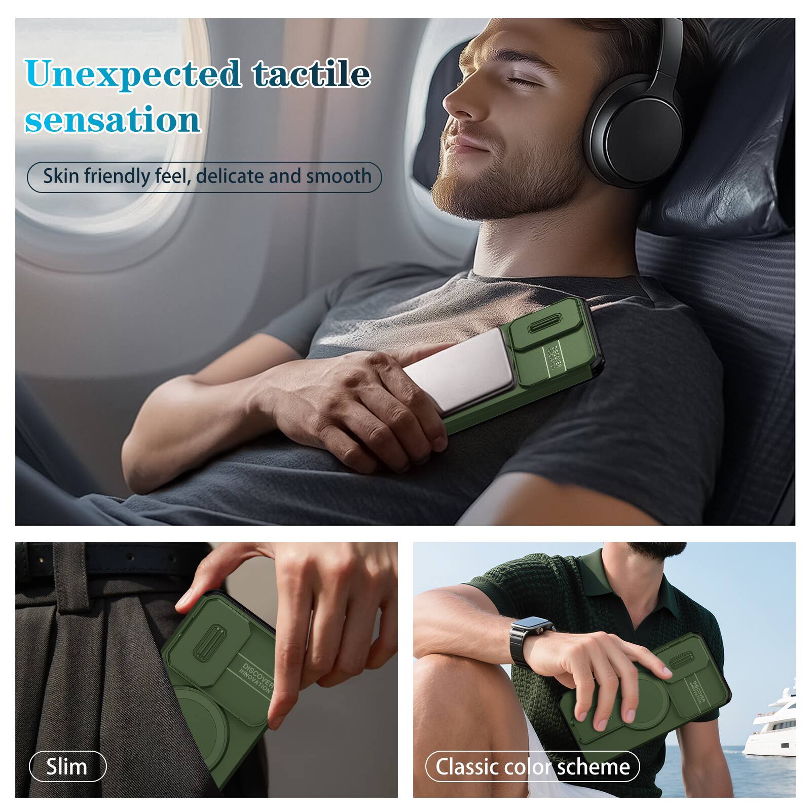 Unexpected tactile sensation  
Skin friendly feel, delicate and smooth  

Slim  

Classic color scheme