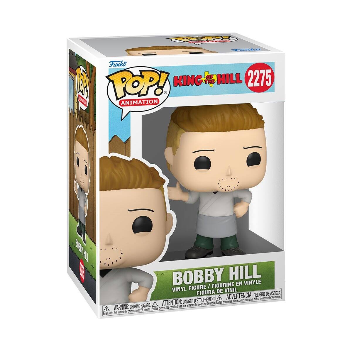 Funko POP! KING OF THE HILL 2275  
BOBBY HILL FIGURINE EN VINYLE / VINYL FIGURE / FIGURA DE VINIL  
ADVERTENCIA: PELOJO DE ASFIXIA - ATTENTION: DANGER DE SOUFFOCHEMENT - WARNING: CHOKING HAZARD - Pequeñas piezas - Small parts - Petites pièces  
A partir de 36 meses - 3 years - 3 ans
