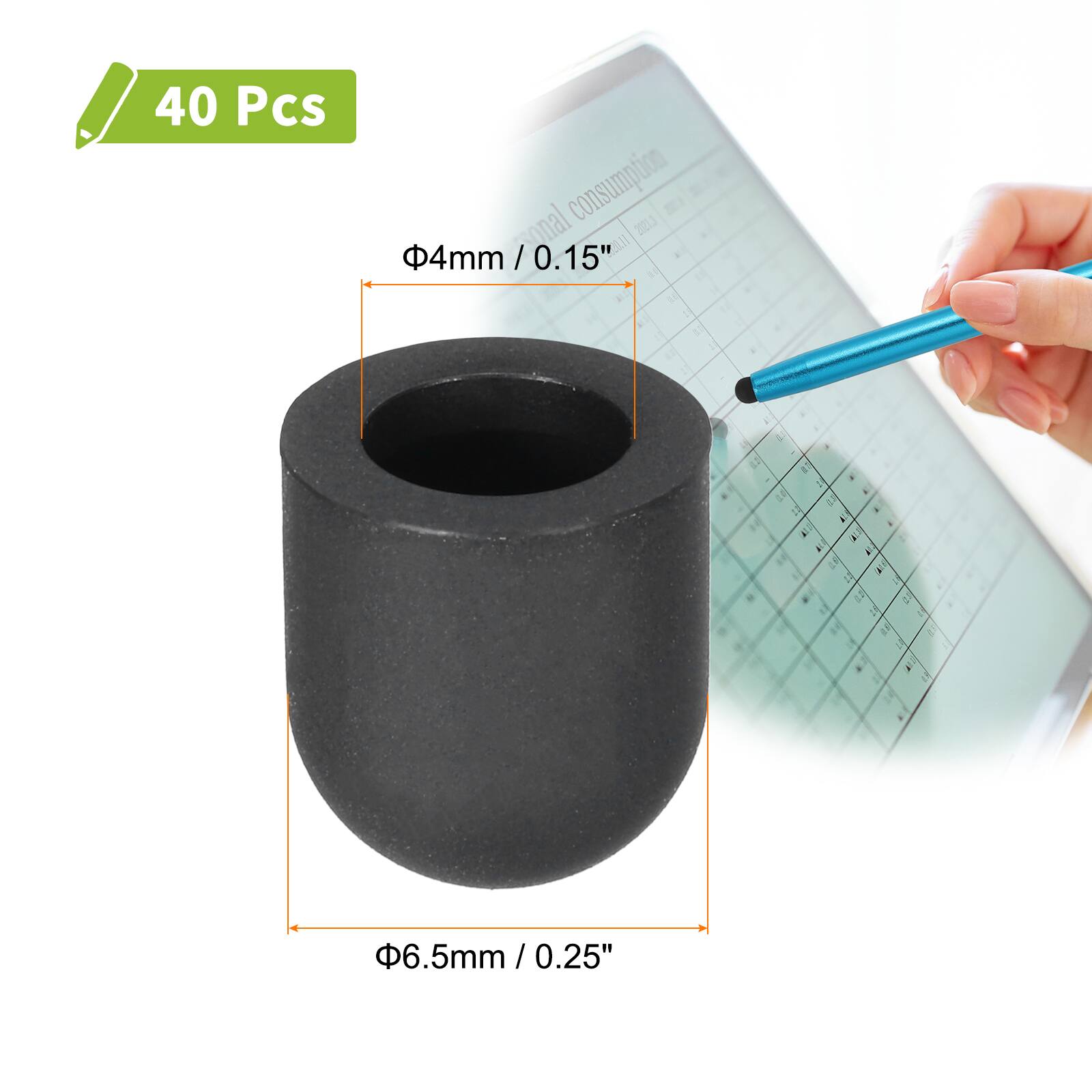 40 Pcs  
Φ4mm / 0.15"  
Φ6.5mm / 0.25"