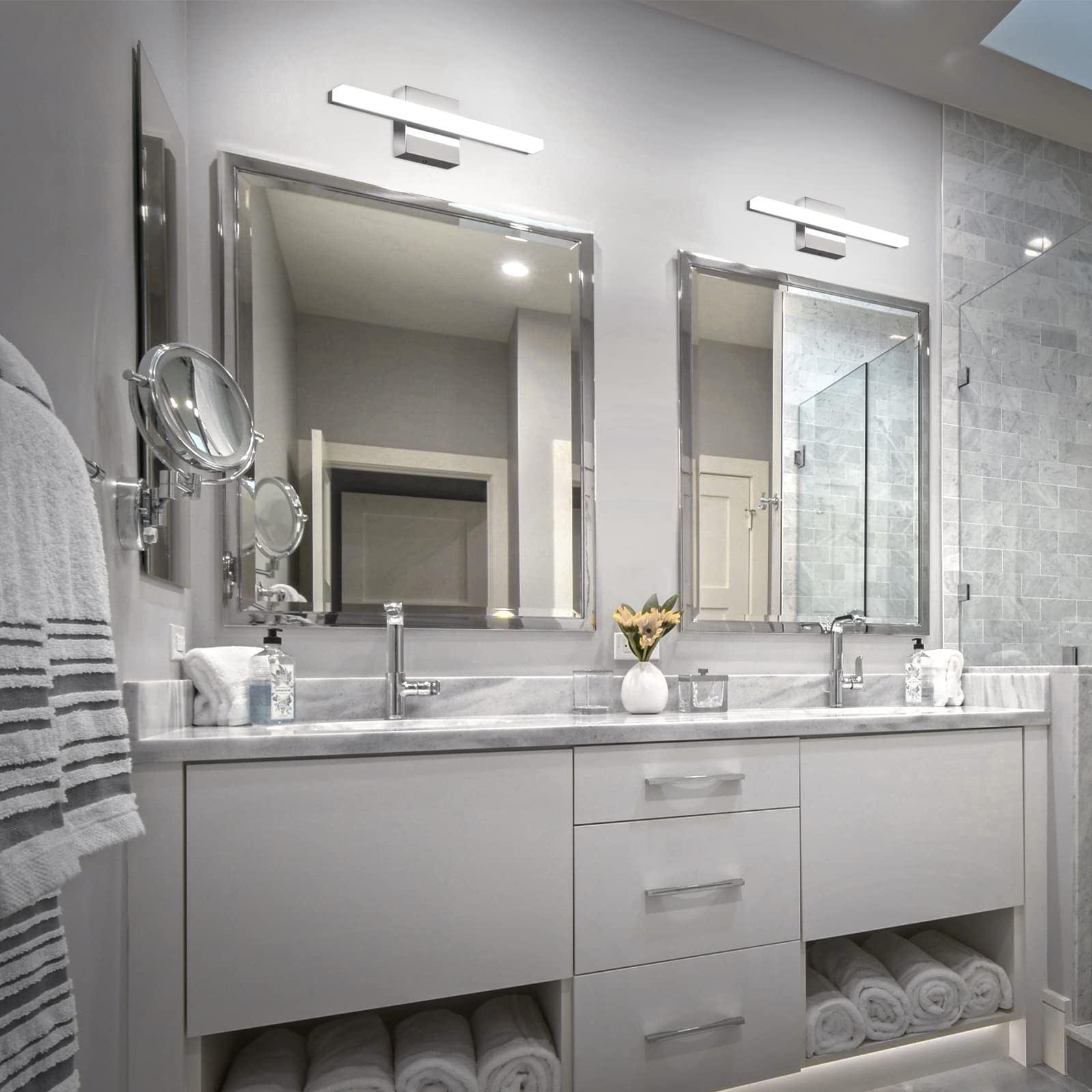 Alt View 5. Cedar Assembly - Modern Bathroom Light Fixtures Over Mirror Inch Ip w Chrome Vanity Bar For Wall Cool k - 6000K 24inch-dimmable.