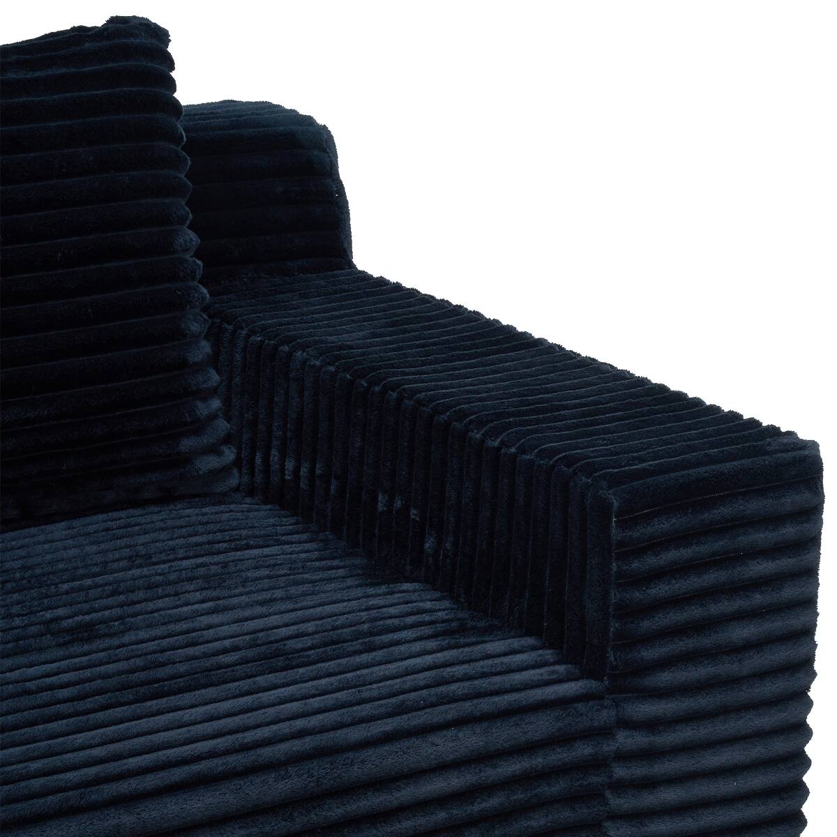 Left. Ropilly - Ropilly Black Corduroy Sofa Deep Seat Couch Soft Memory Foam Three Seat Sofa No Assembly - Black.