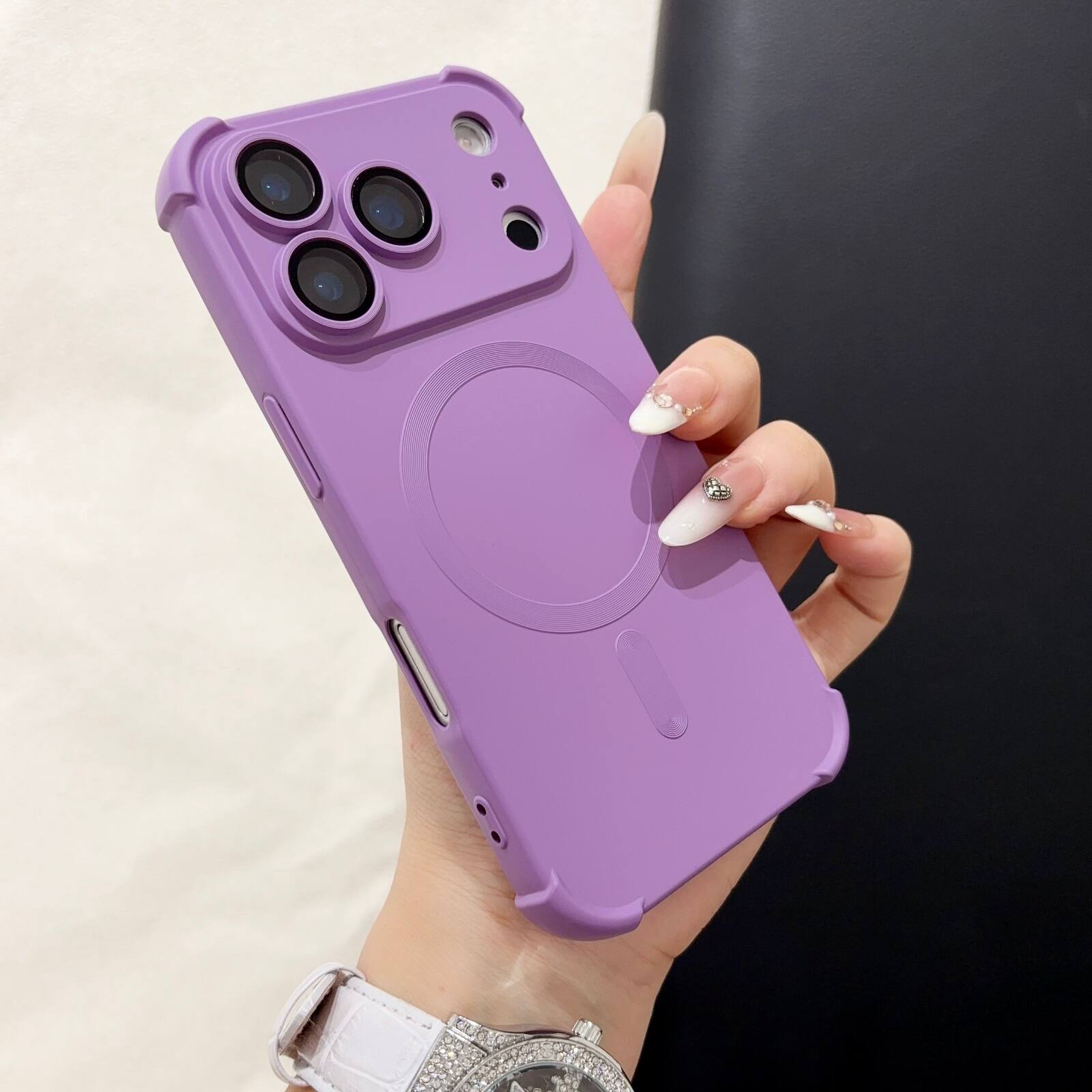 Front. UUCOVER - Magnetic Case for Apple iPhone 18 Pro Max with Built-in Camera Lens Protector, Compatible with MagSafe, Shockproof Cover - Purple.