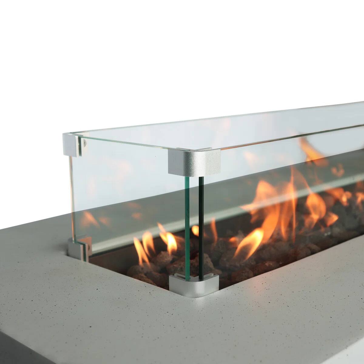 Alt View 1. APRILSOUL - Rectangular Concrete Propane Fire Pit Table with Fiber Reinforcement.