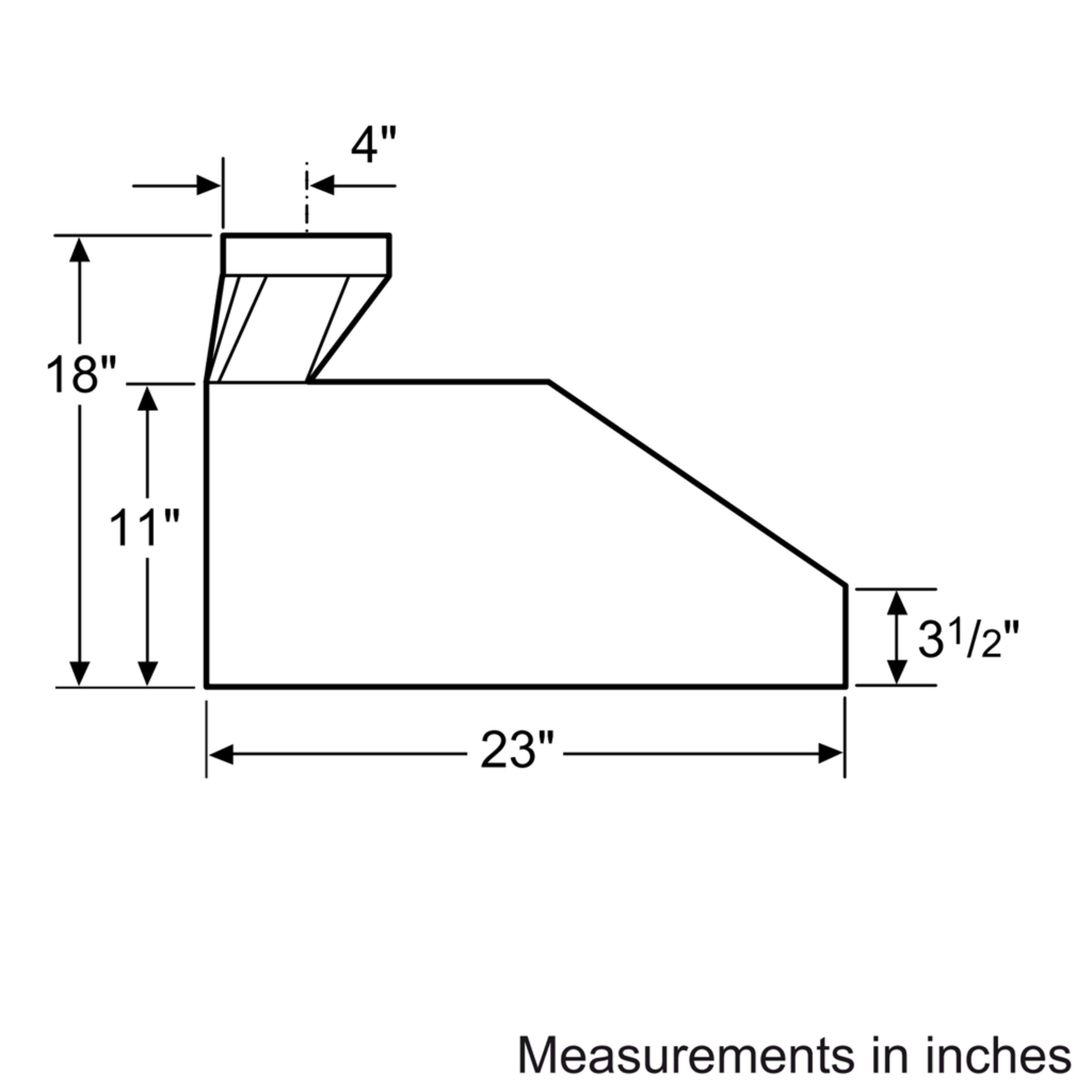 4"  
18"  
11"  
3 1/2"  
23"  

Measurements in inches