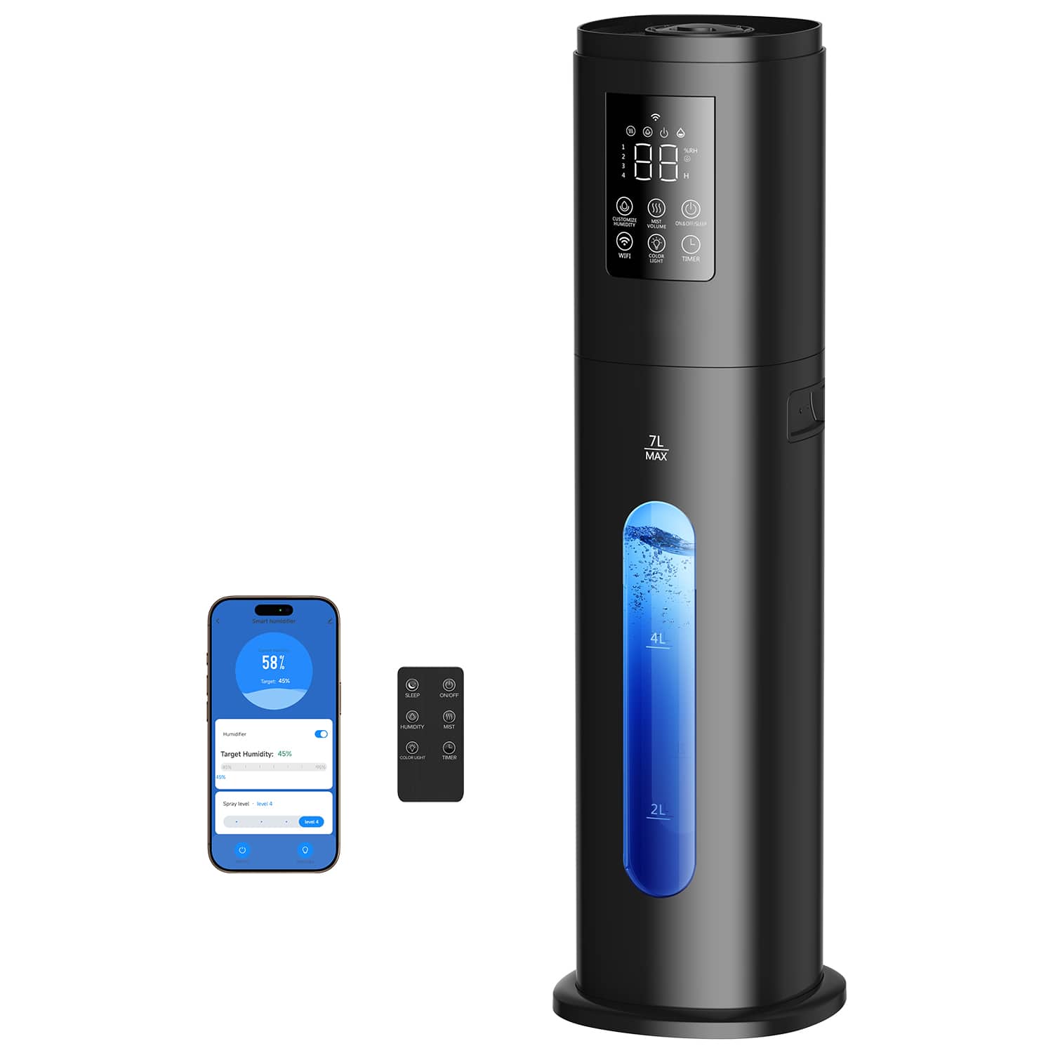 Teendow - 10L Ultrasonic Humidifier, for Bedroom or dormitorywith App & Remote Control, 4 Mist Levels,LED - Black price history on PriceWatchPro