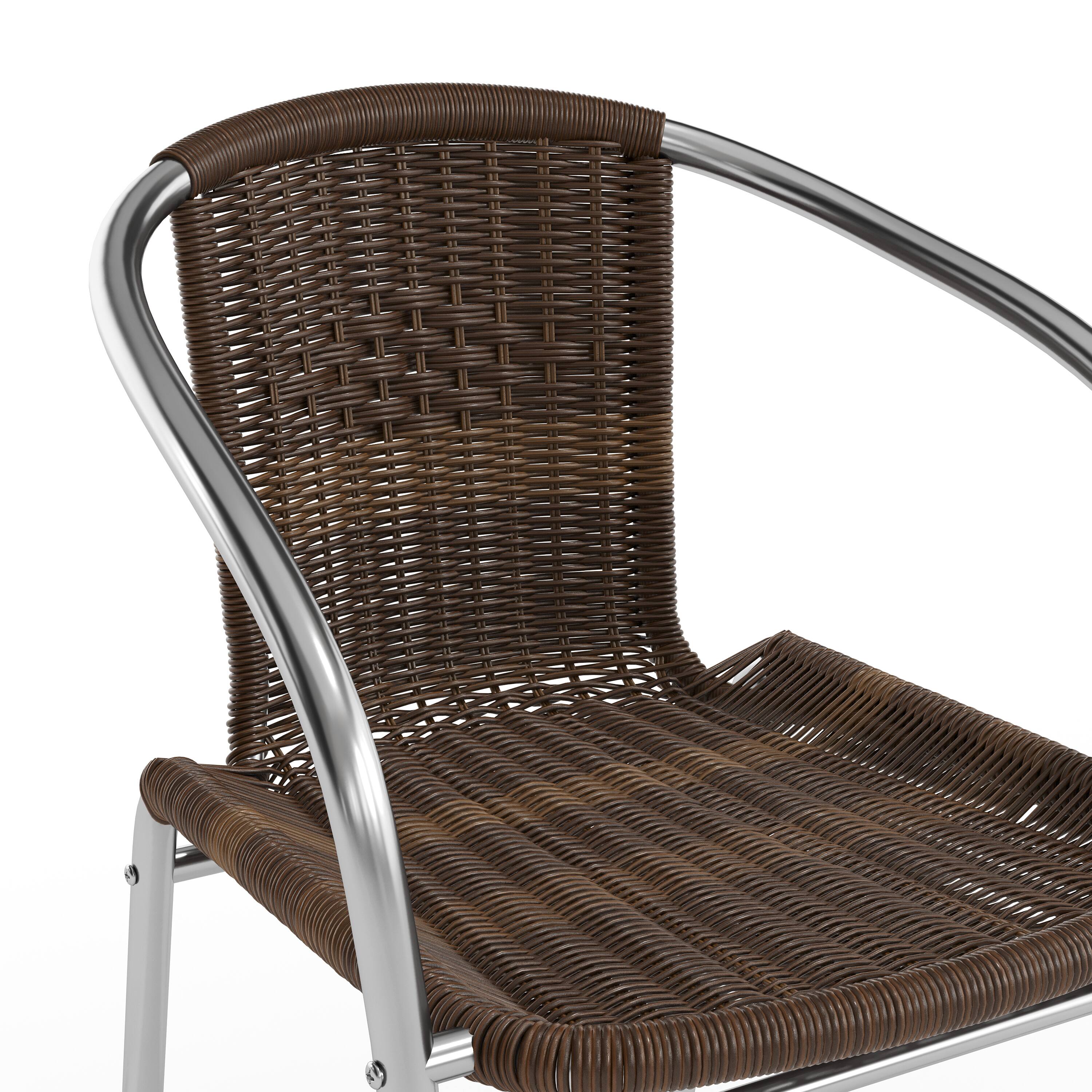 Alt View 10. Emma + Oliver - Commercial Aluminum/Rattan Restaurant Dining Stack Chair - Aluminum and Dark Brown.