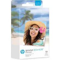 HP Sprocket 3.5x4.25” Zink Sticky-backed Photo Paper (50 Pack) for the HP Sprocket 3x4 Photo Printer - White - Front_Zoom