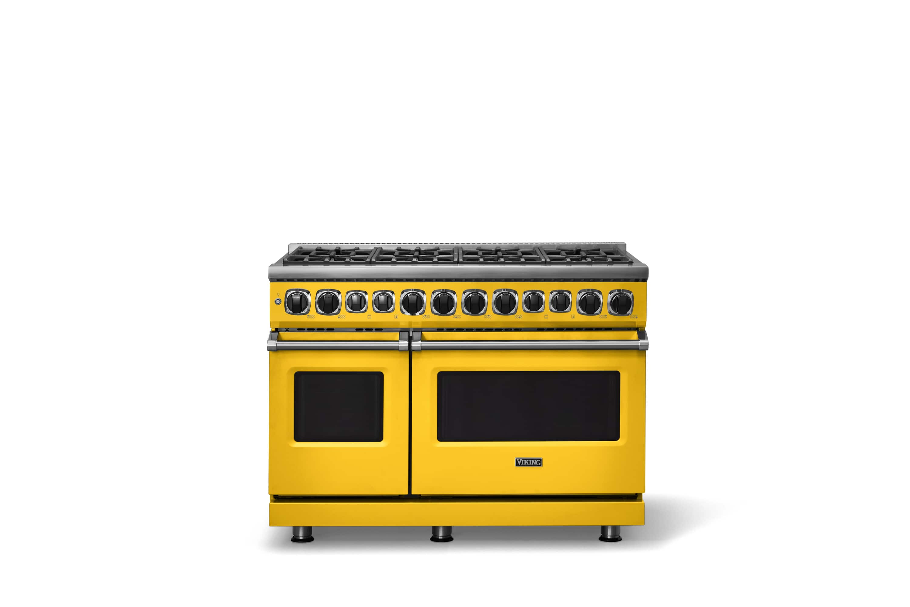 Front. Viking - 48 in. Wide 8 Burner Dual Fuel Sealed Burner Range-LP - Daffodil.