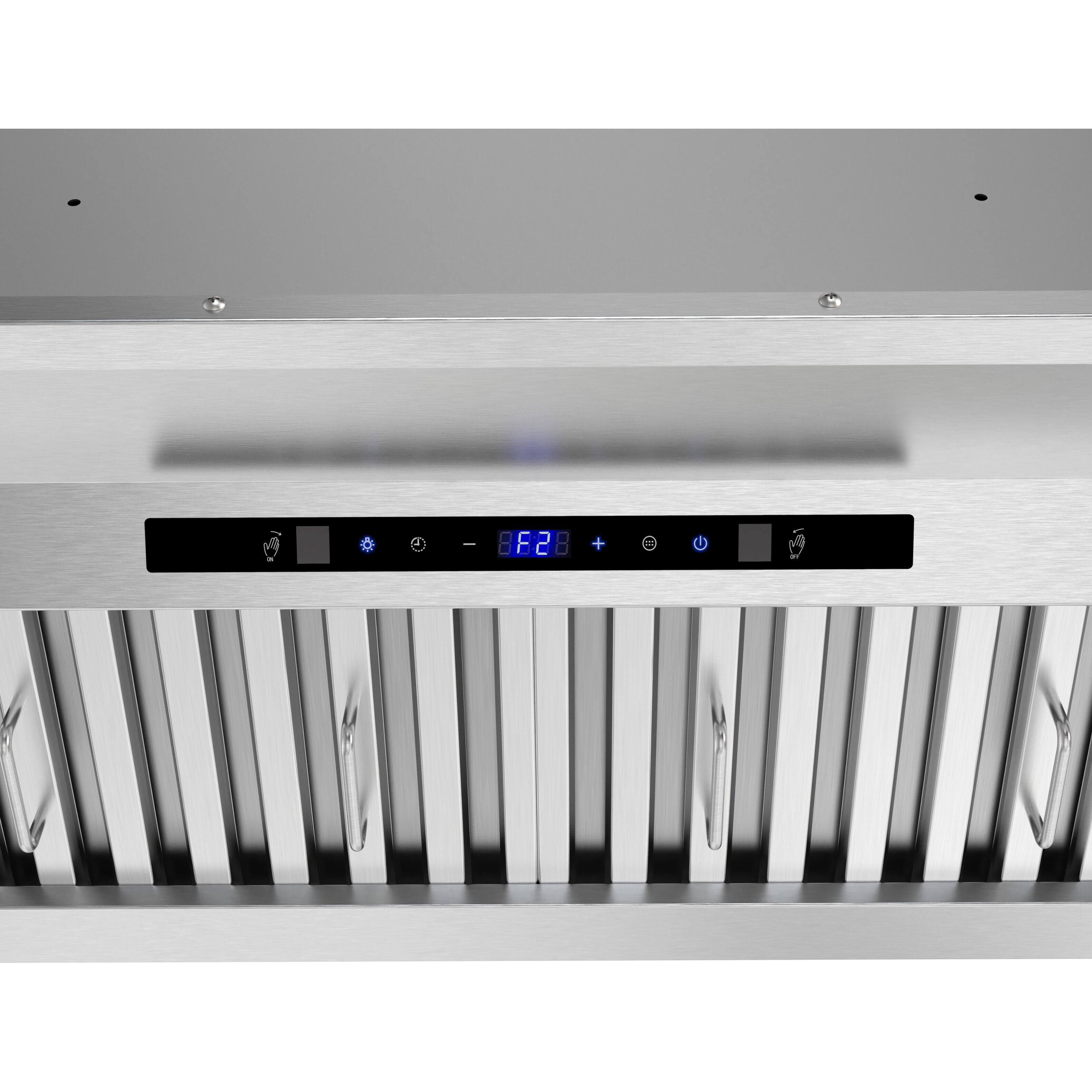 Alt View 6. Streamline - 28 in. Lamon Ducted Insert 350 CFM Range Hood, Baffle Filters, Touchpad Control, LED Lights - Brushed Stainless Steel.