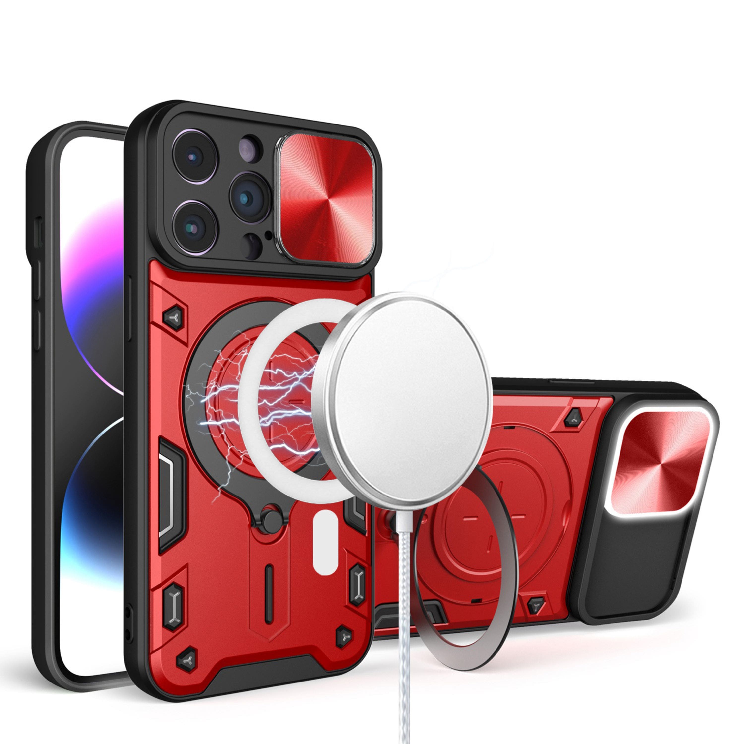 Kitcheniva - Magnetic Sliding Lens Stand Case For iPhone 14 Pro Max - Red price history on PriceWatchPro