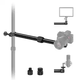 Neewer - Telescopic Desk Camera Mount Arm - 11.8-20" Adjustable Overhead Stand for Webcam & Light