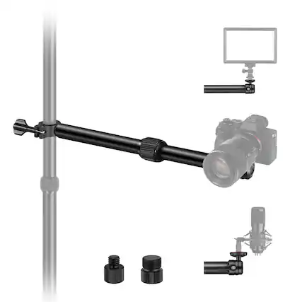 Front. Neewer - Telescopic Desk Camera Mount Arm - 11.8-20" Adjustable Overhead Stand for Webcam & Light - Black.