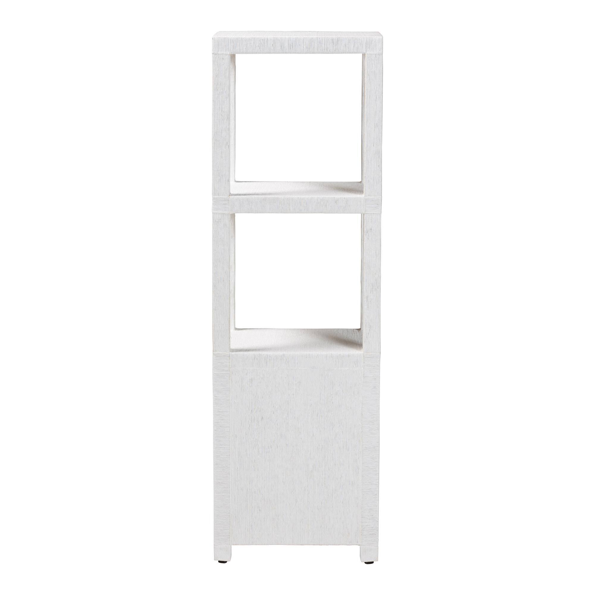 Alt View 1. bali & pari - Xavier Grasscloth Tall Storage Cabinet - Woven Accent Displaying Tower Bookcase with Open Shelves and Drawers - White/Gold.