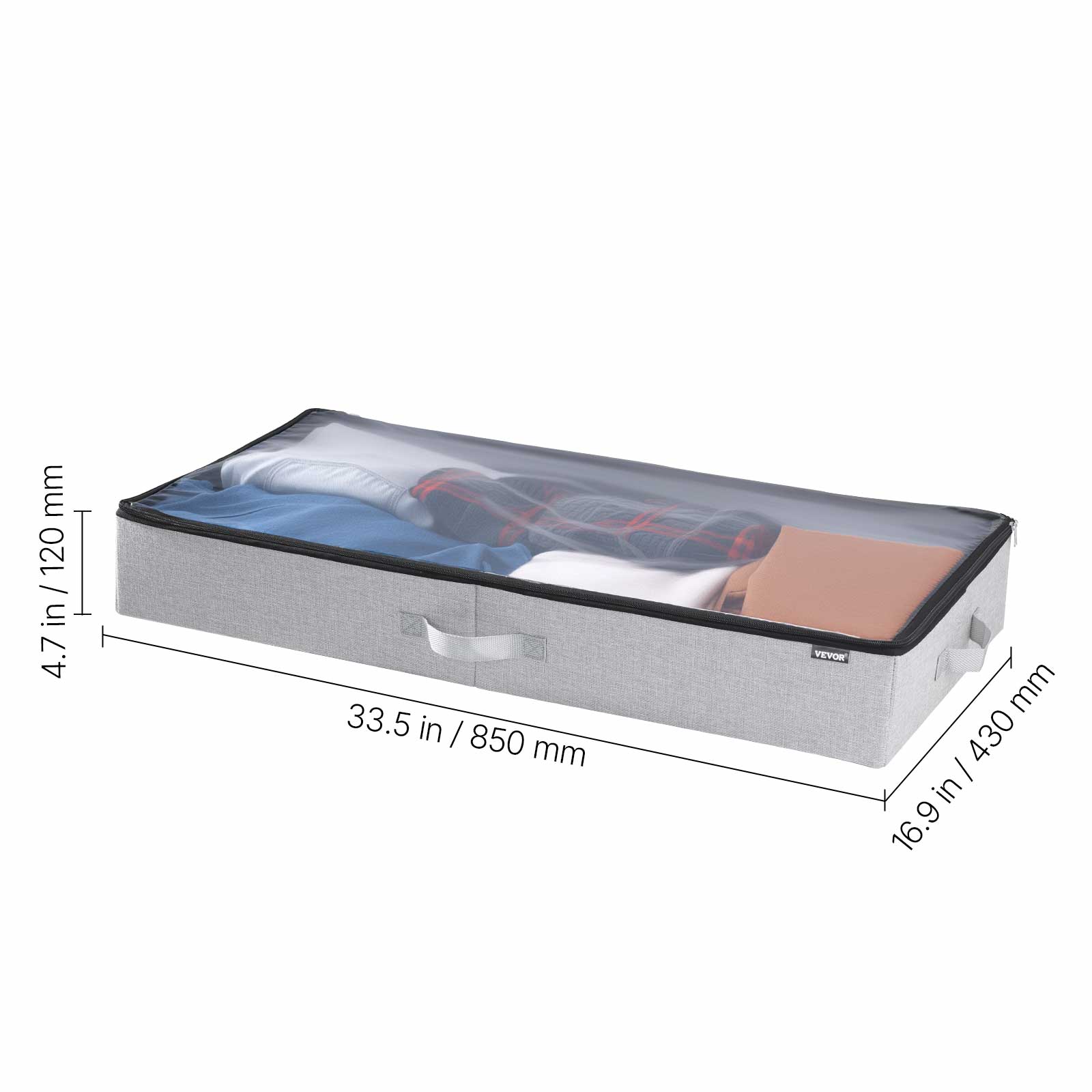 - Height: 4.7 in / 120 mm
- Width: 33.5 in / 850 mm
- Depth: 16.9 in / 430 mm